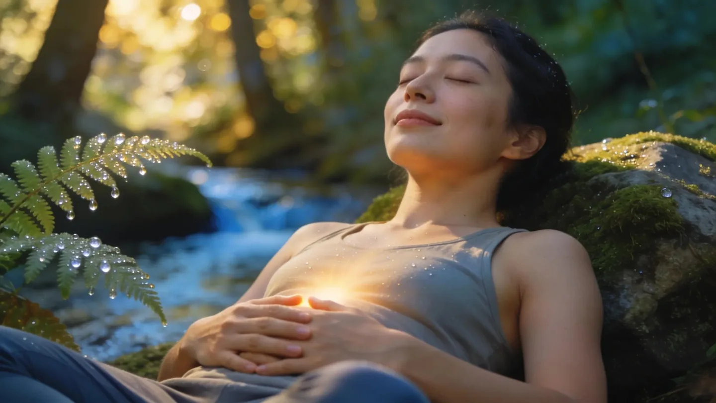 Individual practicing deep breathing exercises outdoors, emphasizing mindfulness techniques for mental health